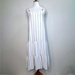 RAILS Ciel Dress XS Positano Stripe White w. Blue Tiered Sleeveless Beach Summer